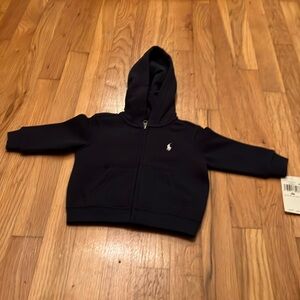 Ralph Lauren 6m Navy Blue Jacket with hood and zipper. NWT